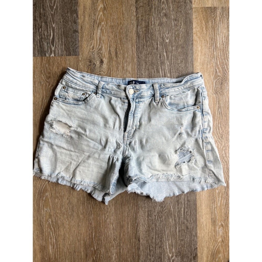 Gap Denim‎ Shorts Womens 10/30 Blue Light Wash Distressed Raw Hem 5 Inch Cutoffs